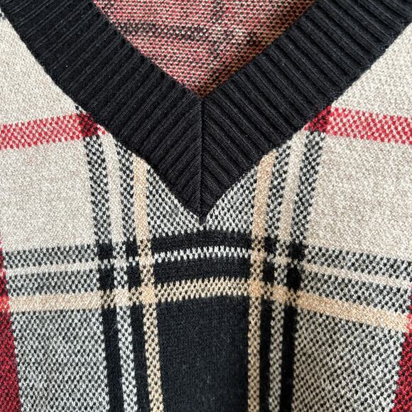Argyle Plaid Clueless Sweater Preppy Y2K Viscose Blend Black Beige Ivy League M - Picture 3 of 14